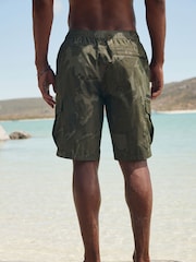 Khaki Green Camo Utility Swim Shorts - Image 3 of 10
