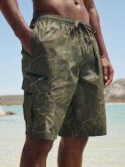 Khaki Green Camo Utility Swim Shorts - Image 5 of 10