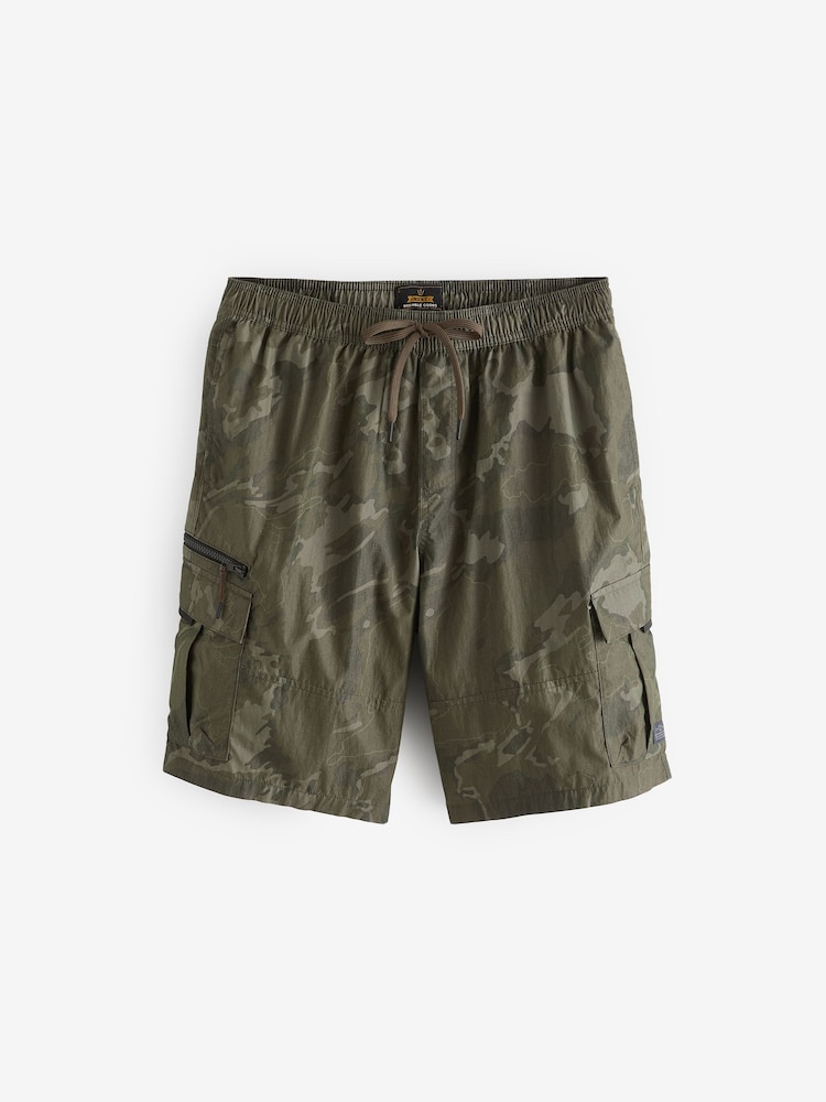 Khaki Green Camo Utility Swim Shorts - Image 6 of 10