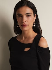 Phase Eight Black Wren Cut-Out Knitted Top - Image 4 of 6