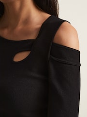 Phase Eight Black Wren Cut-Out Knitted Top - Image 5 of 6