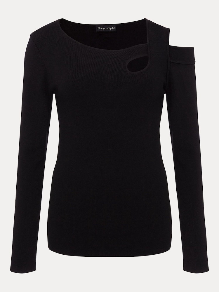 Phase Eight Black Wren Cut-Out Knitted Top - Image 6 of 6