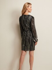 Phase Eight Black Laylin Sparkly Mini Dress - Image 2 of 6