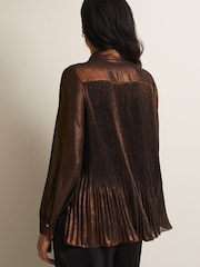 Phase Eight Gold Metallics Faye Foil Pleated Blouse - Image 2 of 6