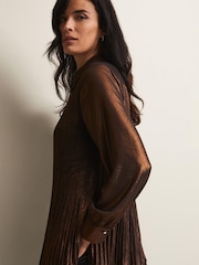 Phase Eight Gold Metallics Faye Foil Pleated Blouse - Image 3 of 6