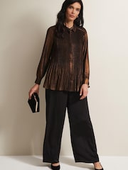 Phase Eight Gold Metallics Faye Foil Pleated Blouse - Image 4 of 6