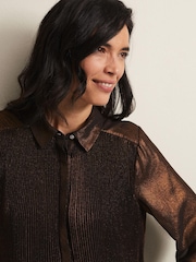 Phase Eight Gold Metallics Faye Foil Pleated Blouse - Image 5 of 6