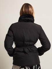 Phase Eight Black Faux Fur Nelle Short Puffer Coat - Image 2 of 6