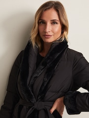 Phase Eight Black Faux Fur Nelle Short Puffer Coat - Image 5 of 6
