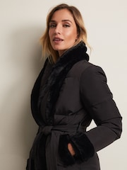 Phase Eight Black Faux Fur Nelle Short Puffer Coat - Image 6 of 6