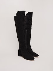 Phase Eight Black Leather Milly Knee High Boots - Image 3 of 6