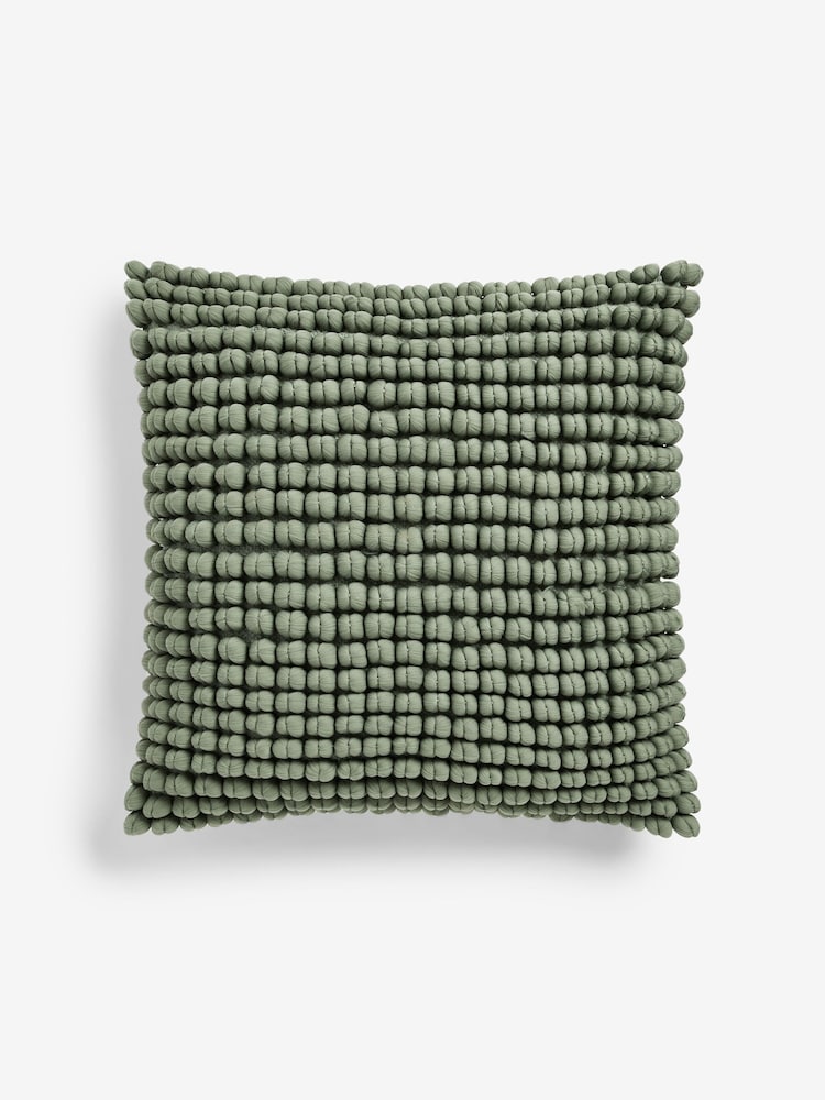 Sage Green 59 x 59cm Global Bobble 100% Cotton Cushion - Image 2 of 5