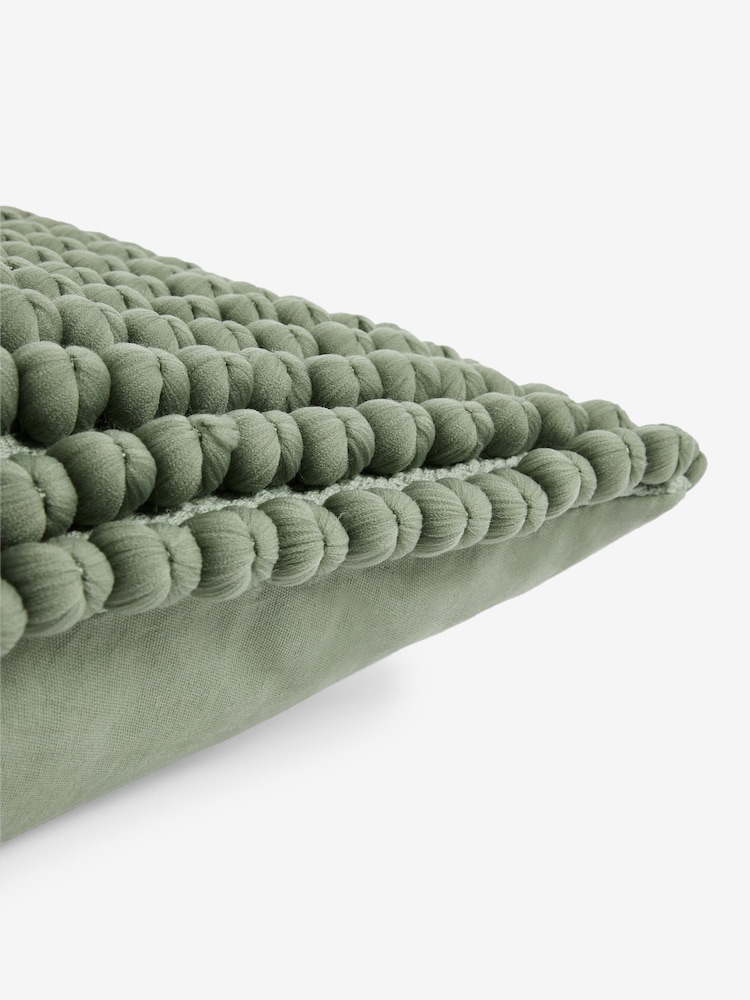 Sage Green 59 x 59cm Global Bobble 100% Cotton Cushion - Image 5 of 5