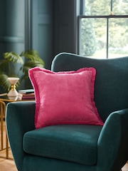 Weiches Velours-Fransenkissen - Bild 1 von 3