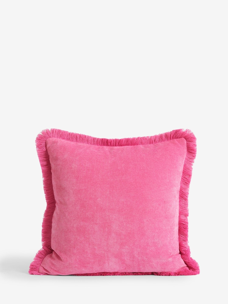 Weiches Velours-Fransenkissen - Bild 2 von 3