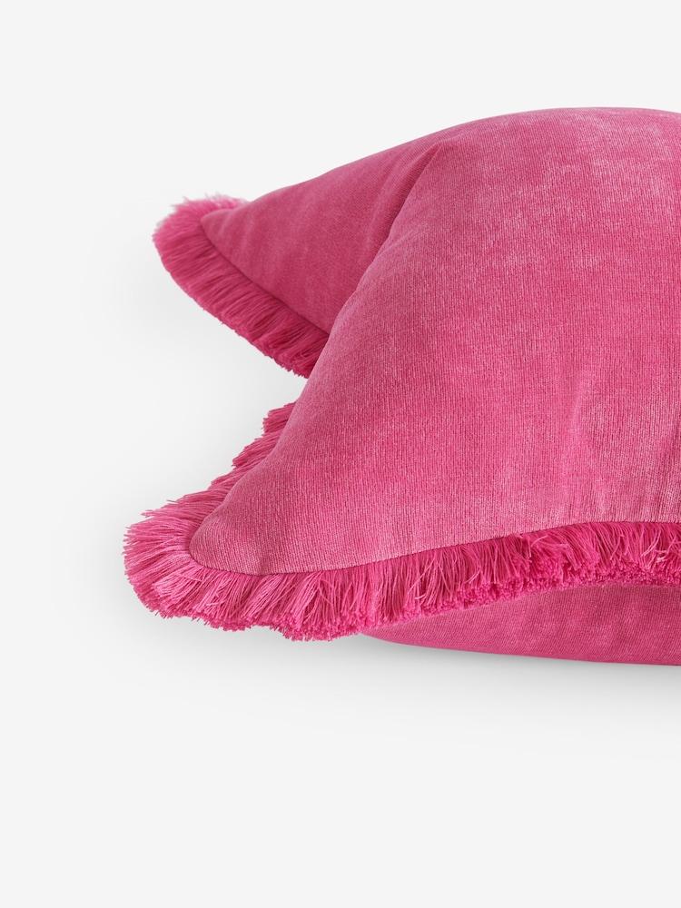 Weiches Velours-Fransenkissen - Bild 3 von 3