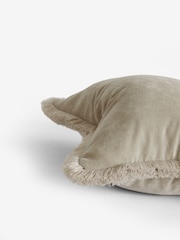 Stone Natural 45 x 45cm Soft Velour Fringe Cushion - Image 4 of 4