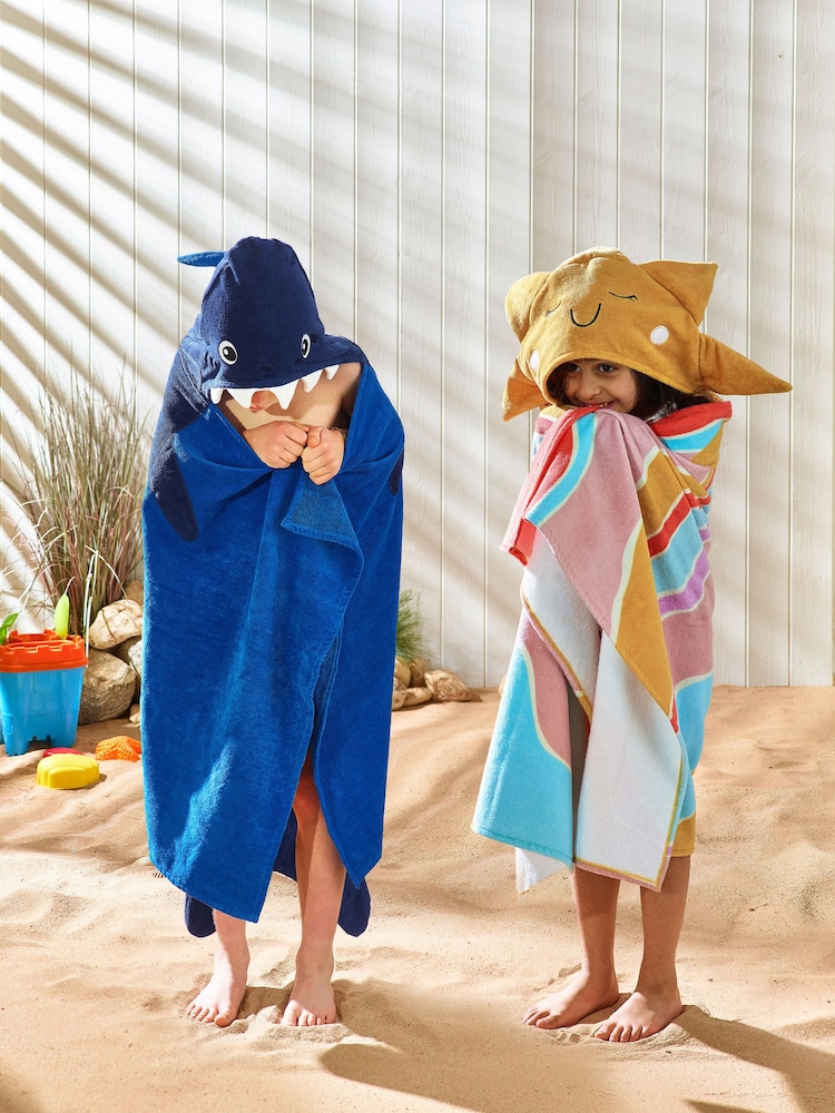 Blue Kids 100% Cotton Hooded Beach Towel - Image 3 of 5
