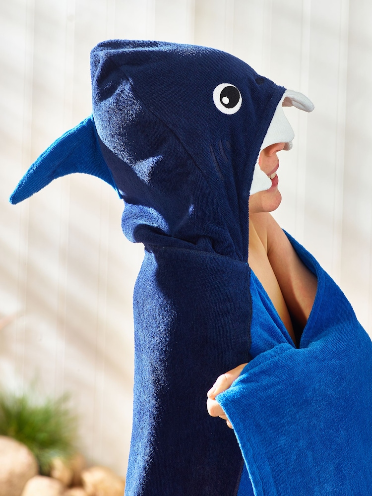 Blue Kids 100% Cotton Hooded Beach Towel - Image 4 of 5