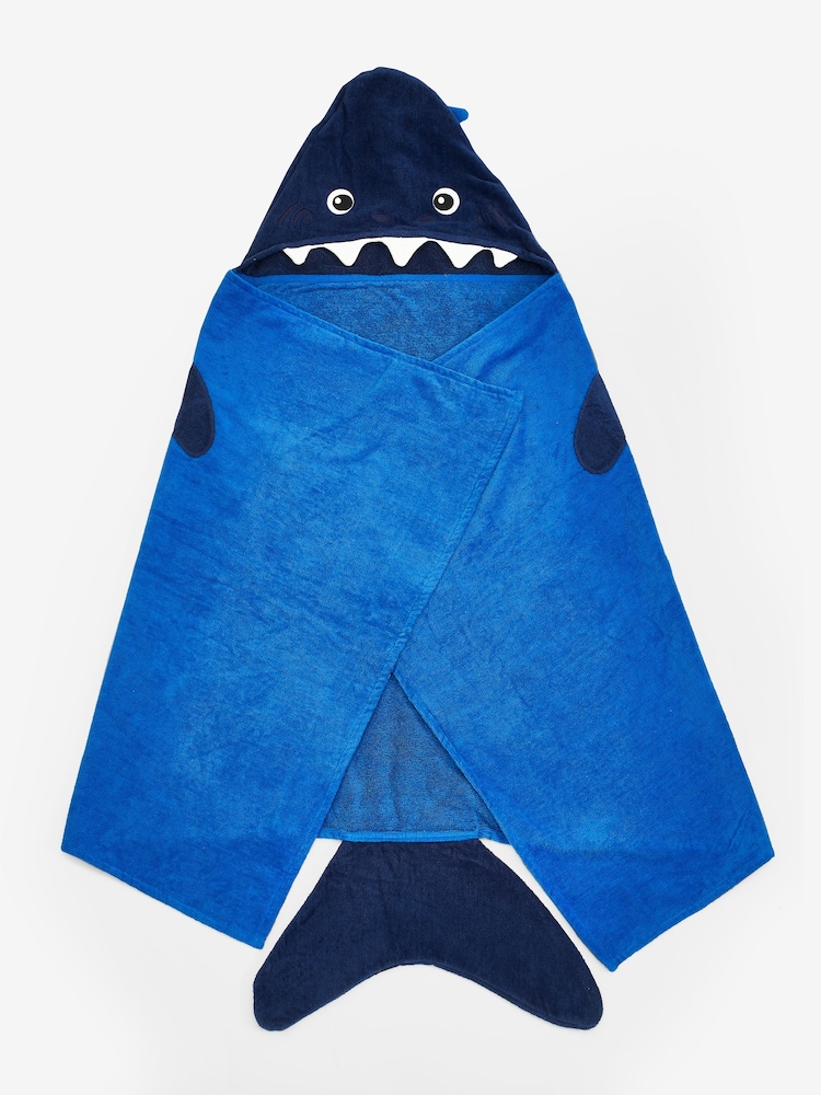Blue Kids 100% Cotton Hooded Beach Towel - Image 5 of 5