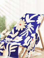 Blue Pocket 100% Cotton Beach Towel - Image 1 of 5