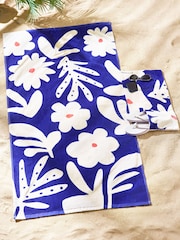 Blue Pocket 100% Cotton Beach Towel - Image 3 of 5