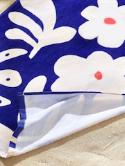 Blue Pocket 100% Cotton Beach Towel - Image 4 of 5