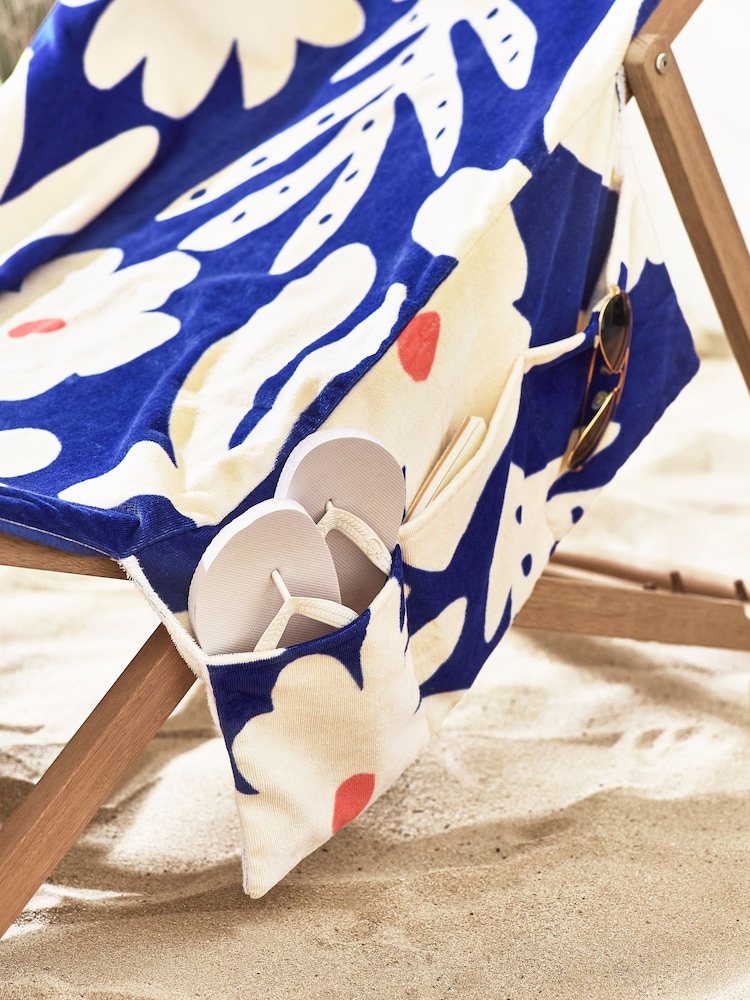 Blue Pocket 100% Cotton Beach Towel - Image 5 of 5