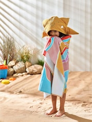 Pink Kids 100% Cotton Hooded Beach Towel - Image 1 of 4