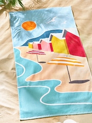 Multi Beach Scene 100% Cotton Beach Towel - Image 2 of 3