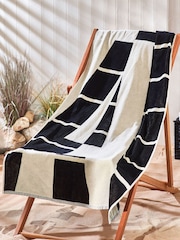Monochrome Monogram 100% Cotton Beach Towel - Image 1 of 3