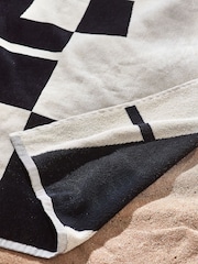Monochrome Monogram 100% Cotton Beach Towel - Image 3 of 3