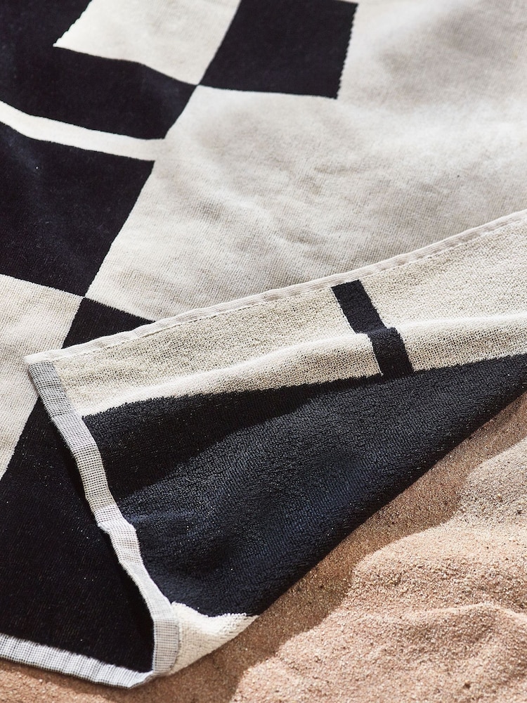 Monochrome Monogram 100% Cotton Beach Towel - Image 3 of 3