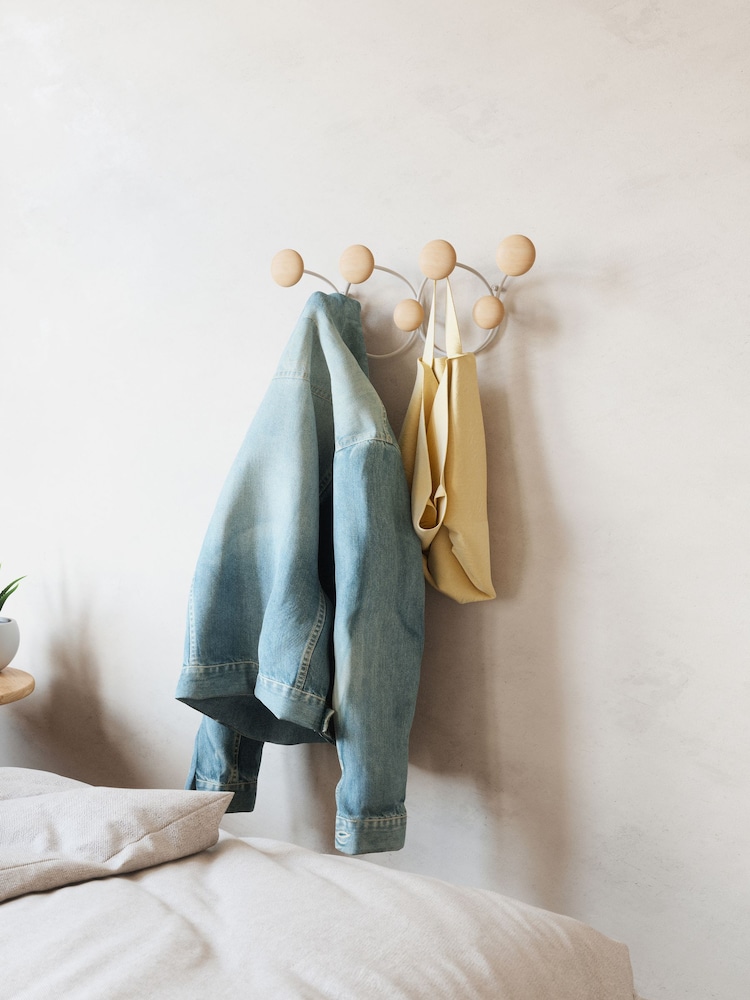 Umbra White Dotsy 7 hook Wall Mounted Coat Rack - Image 2 of 4