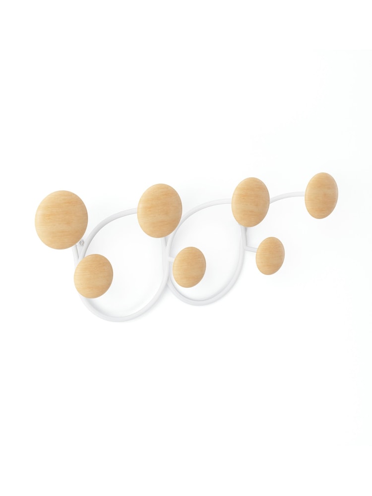 Umbra White Dotsy 7 hook Wall Mounted Coat Rack - Image 3 of 4