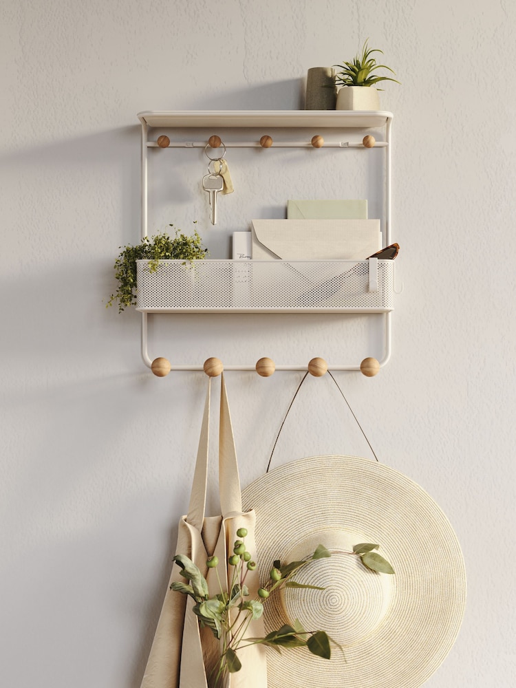 Umbra White Estique Shelf with Hooks - Image 1 of 4