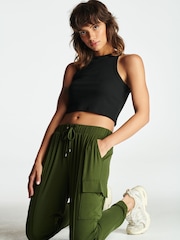 Khaki Green Cargo Jersey Joggers - Image 1 of 7