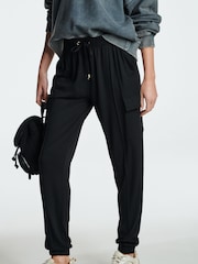 Black Cargo Jersey Joggers - Image 2 of 6