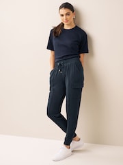 Navy Blue Cargo Jersey Joggers - Image 2 of 6