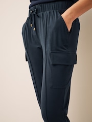 Navy Blue Cargo Jersey Joggers - Image 4 of 6