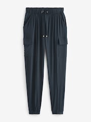 Navy Blue Cargo Jersey Joggers - Image 5 of 6