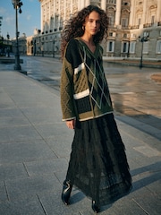 Black Mesh Tulle Midi Skirt - Image 1 of 4