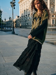 Black Mesh Tulle Midi Skirt - Image 2 of 4