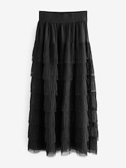 Black Mesh Tulle Midi Skirt - Image 3 of 4