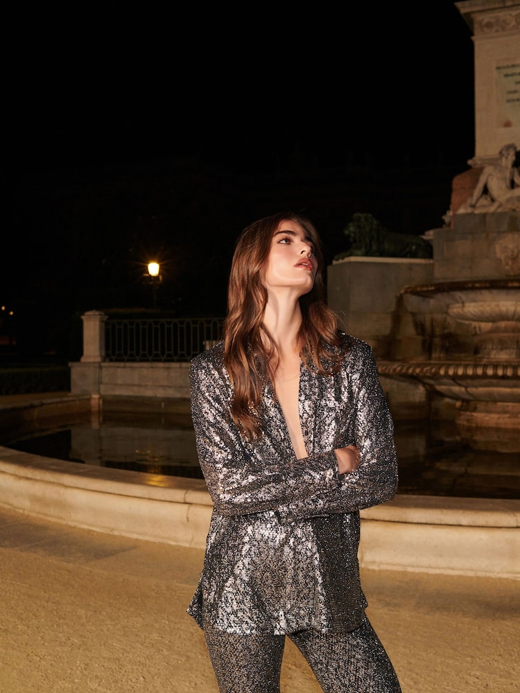 Silver Leopard Sequin Shirt - Image 1 of 7