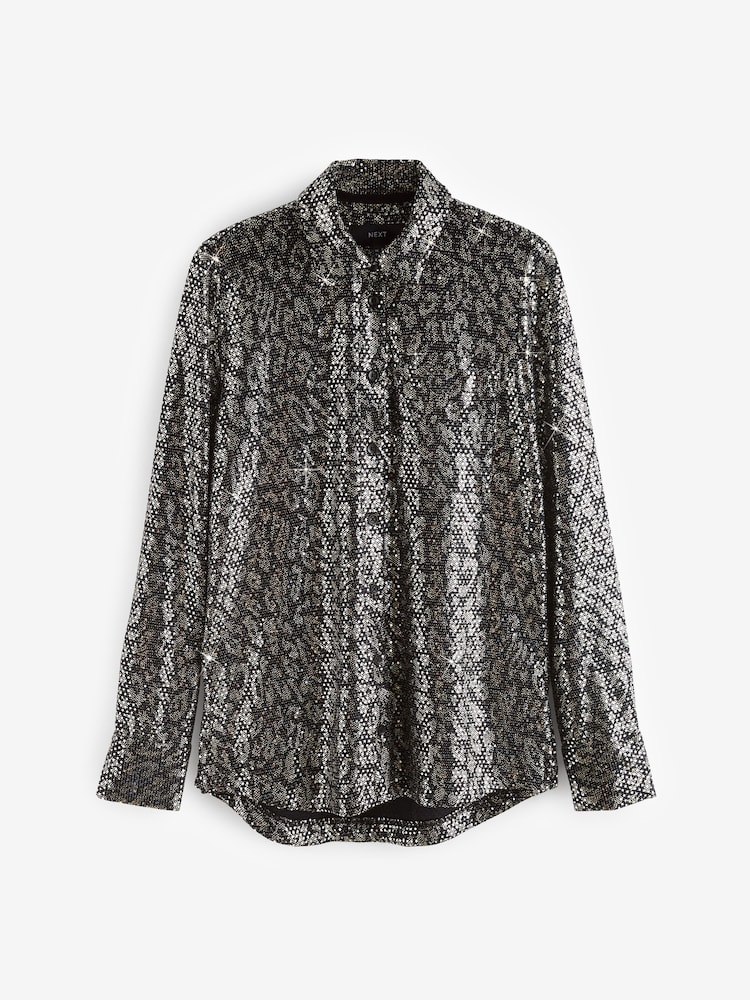 Silver Leopard Sequin Shirt - Image 6 of 7