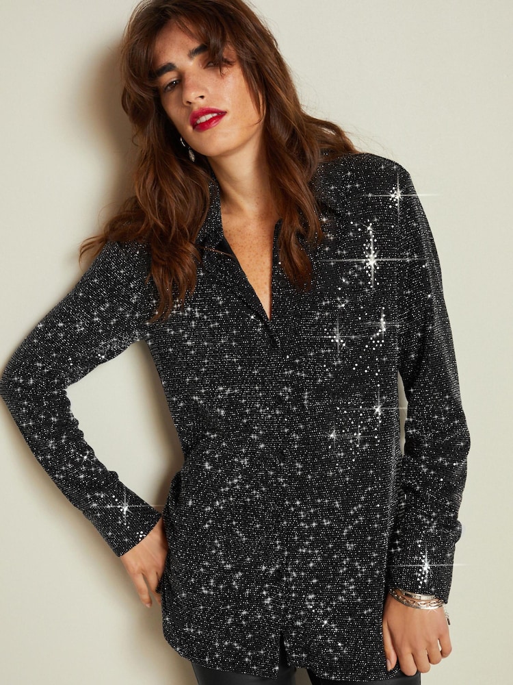 Black Sequin Shirt - Image 1 of 6