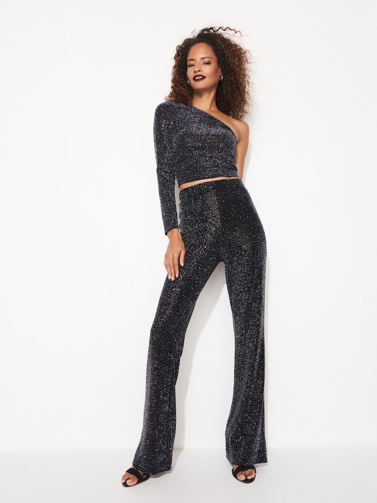 Black One Shoulder Sequin Top - Image 2 of 6