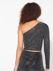 Black One Shoulder Sequin Top - Image 3 of 6