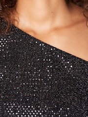Black One Shoulder Sequin Top - Image 4 of 6